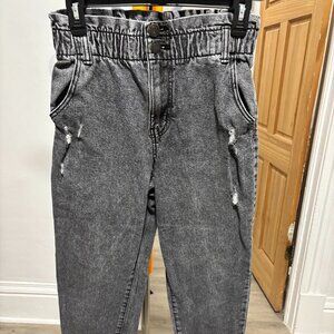 So Goods For Life Black Acid Wash High Rise Mom Jeans With Elastic Waist
